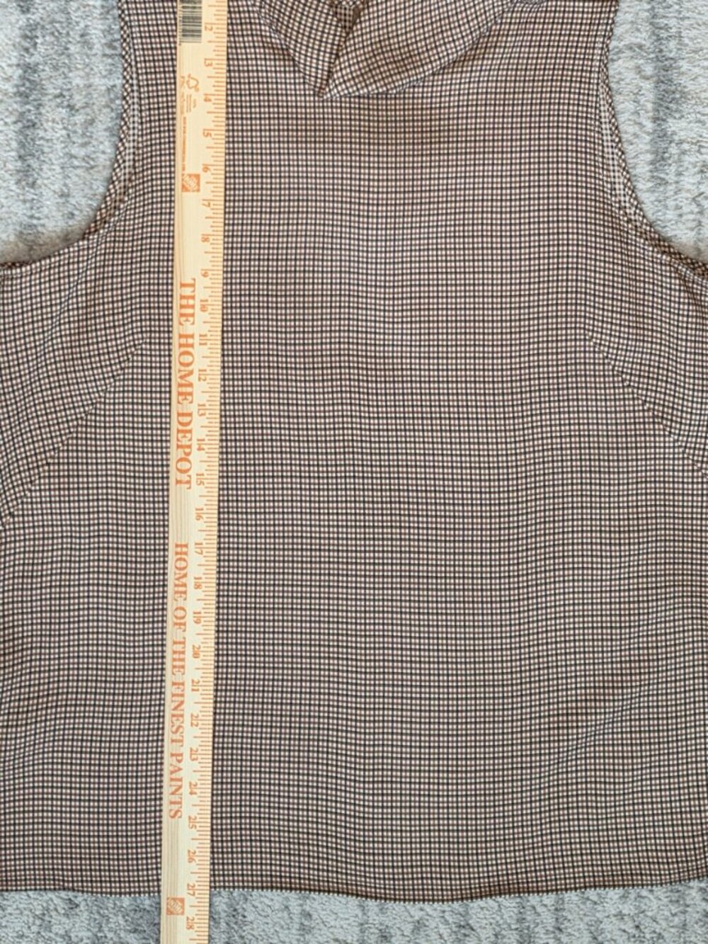 Lafayette 148 Plaid Checkered Brown Tan Mock Cowl Neck Sleeveless Blouse XL - Picture 10 of 12